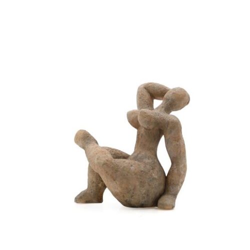 TERRACOTTA COLOUR RESIN LADY (A)