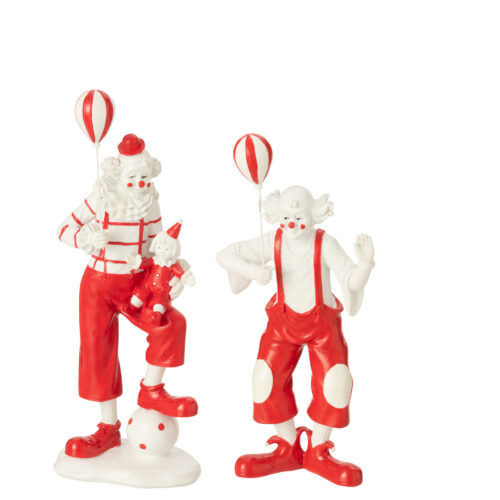CLOWN BAL+DOLL STN RD/WH (11.5x6.5x24cm)
