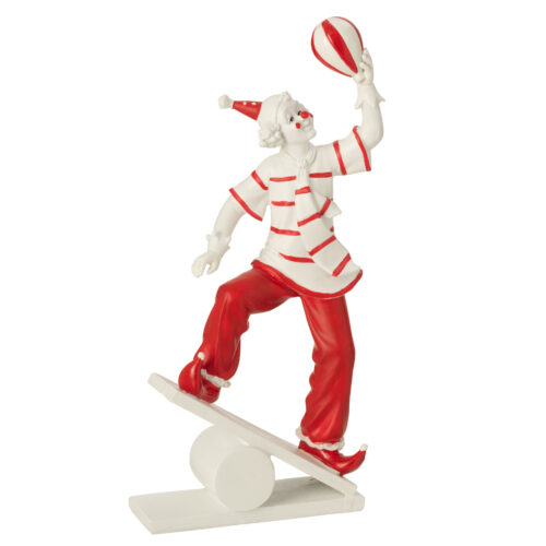 Clown Tightrope Walker Stone White-Red (14x6xH.27cm)
