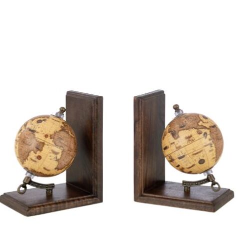BOOKEND WORLD GLOBE ORANGE/BROWN