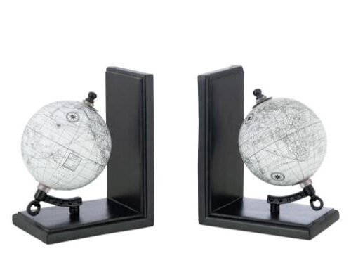BOOKEND WORLD GLOBE GREY/BLACK