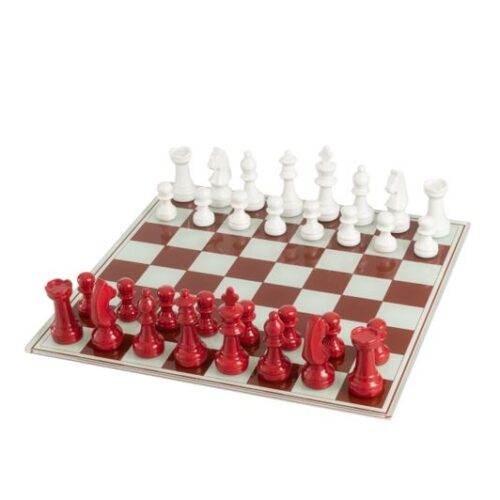 RED & WHITE CHESS 61X61CM