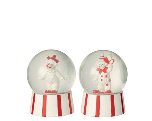 GLOB CLOWN STN RD/WH (10x10x13cm)