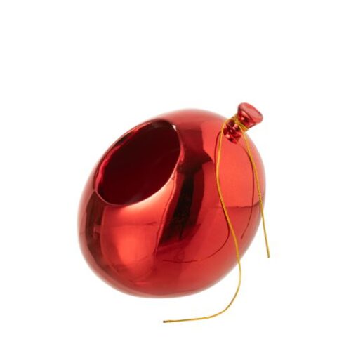 Flower Pot Balloon Ceramic Christmas Red Small (13x13xH.13cm)