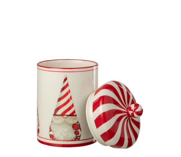 Decorative Santa Claus Jar Christmas Red-White (16x16xH.26cm)